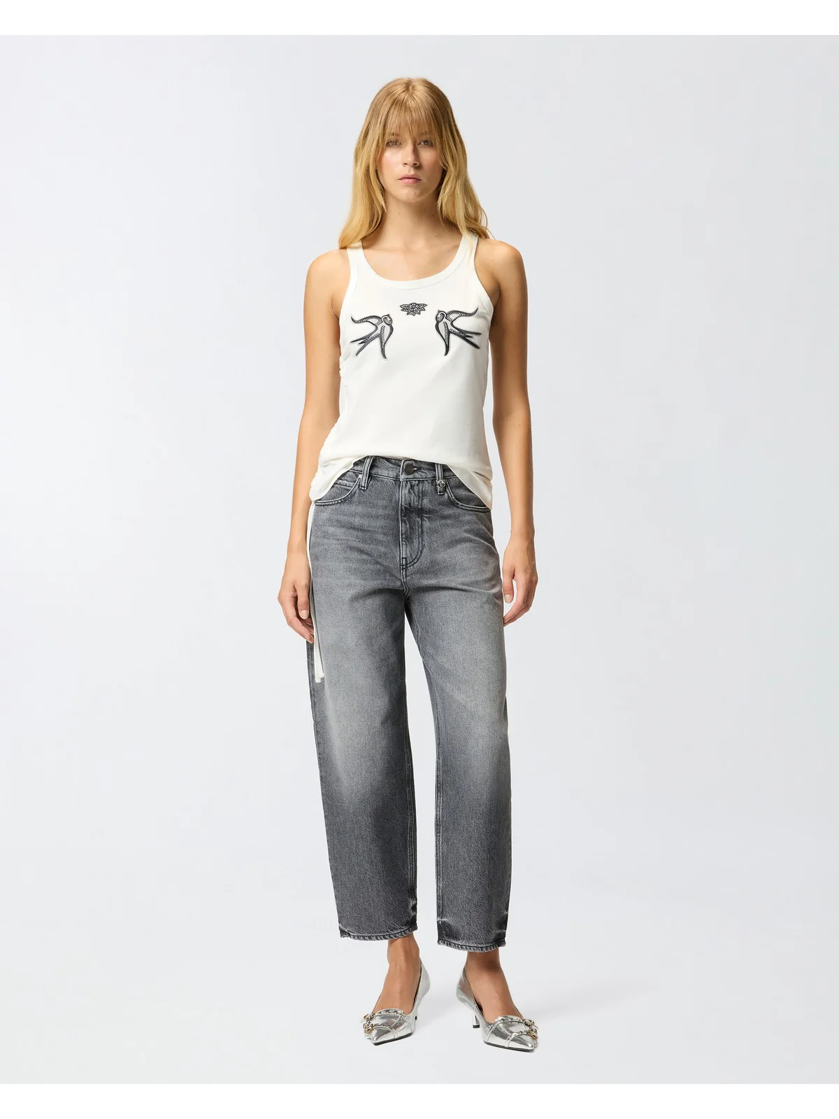 PINKO Jeans Donna ESTELLE EGG 103857-A2RY PJ9 LAVAGGIO DARK GRAY - Image 5