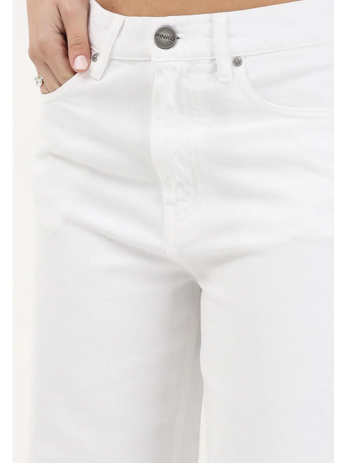 PINKO Jeans Donna ESTELLE EGG BULL SLEGATO 103857-A3E1 Z04 BIANCO BRILL. - Image 3