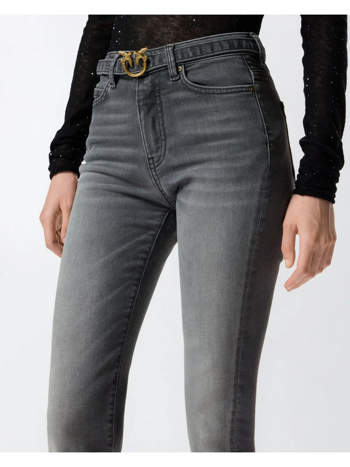 PINKO Jeans Donna FLORA FLARE 100166-A2S2 PJ9 LAVAGGIO DARK GRAY - Image 5