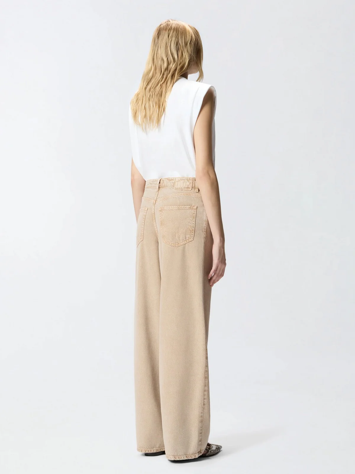PINKO Jeans Donna LAURYN LOOSE BULL 104601-A33R C88 BEIGE-MACROCISTIDE - Image 4