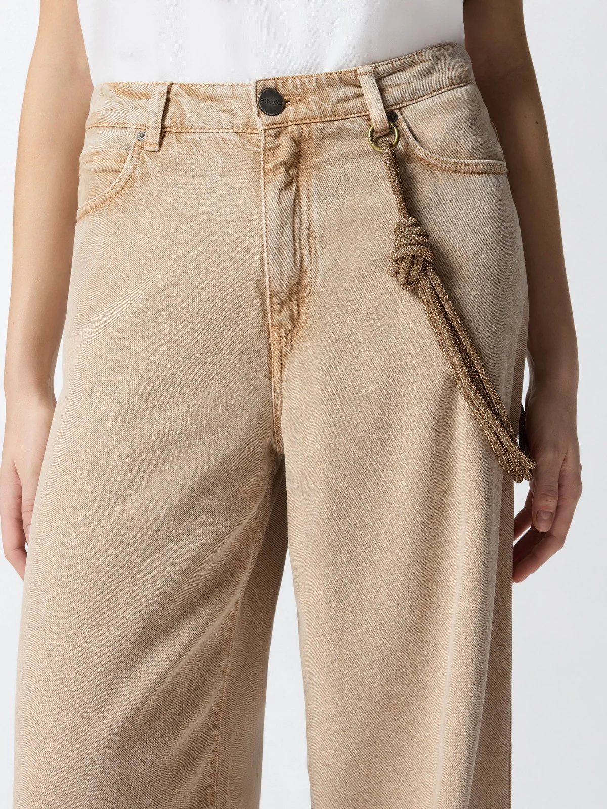 PINKO Jeans Donna LAURYN LOOSE BULL 104601-A33R C88 BEIGE-MACROCISTIDE - Image 5