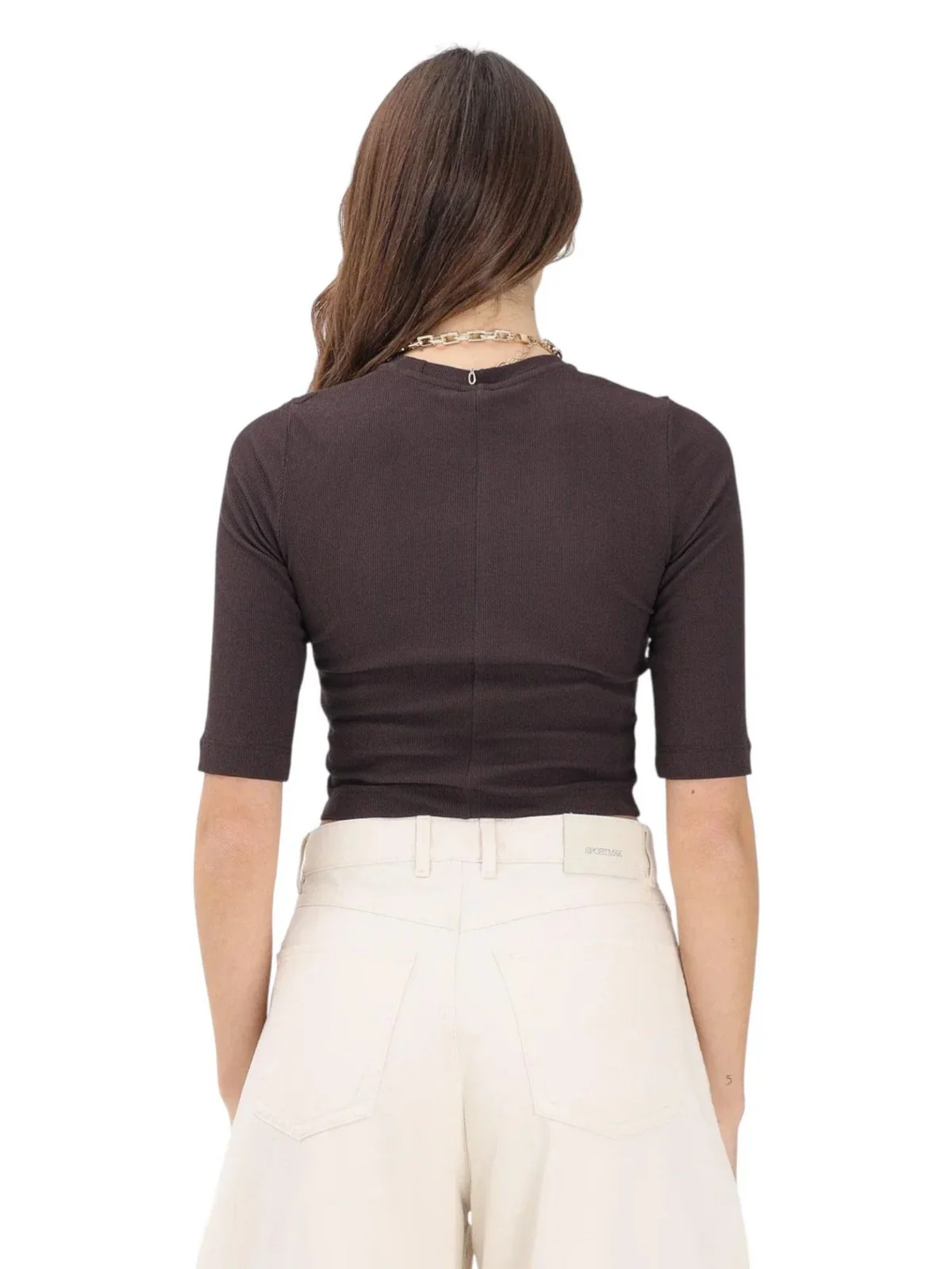 PINKO Maglia Donna KIMBERLY MAGLIA COSTINA CREPE 106635-A32C M28 Marrone - Image 4