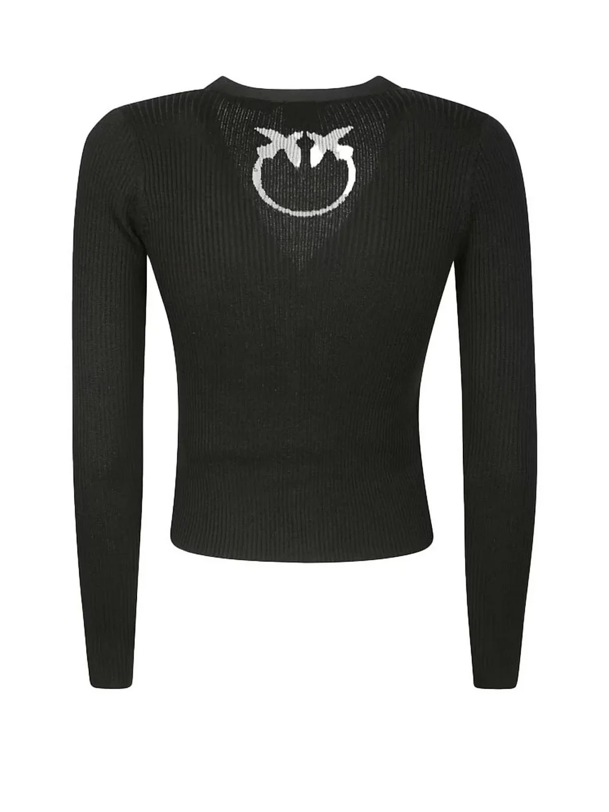 PINKO Maglione Donna Tilacino Cardigan Lana Logo In 104247-A18M Z99 Nero - Image 2