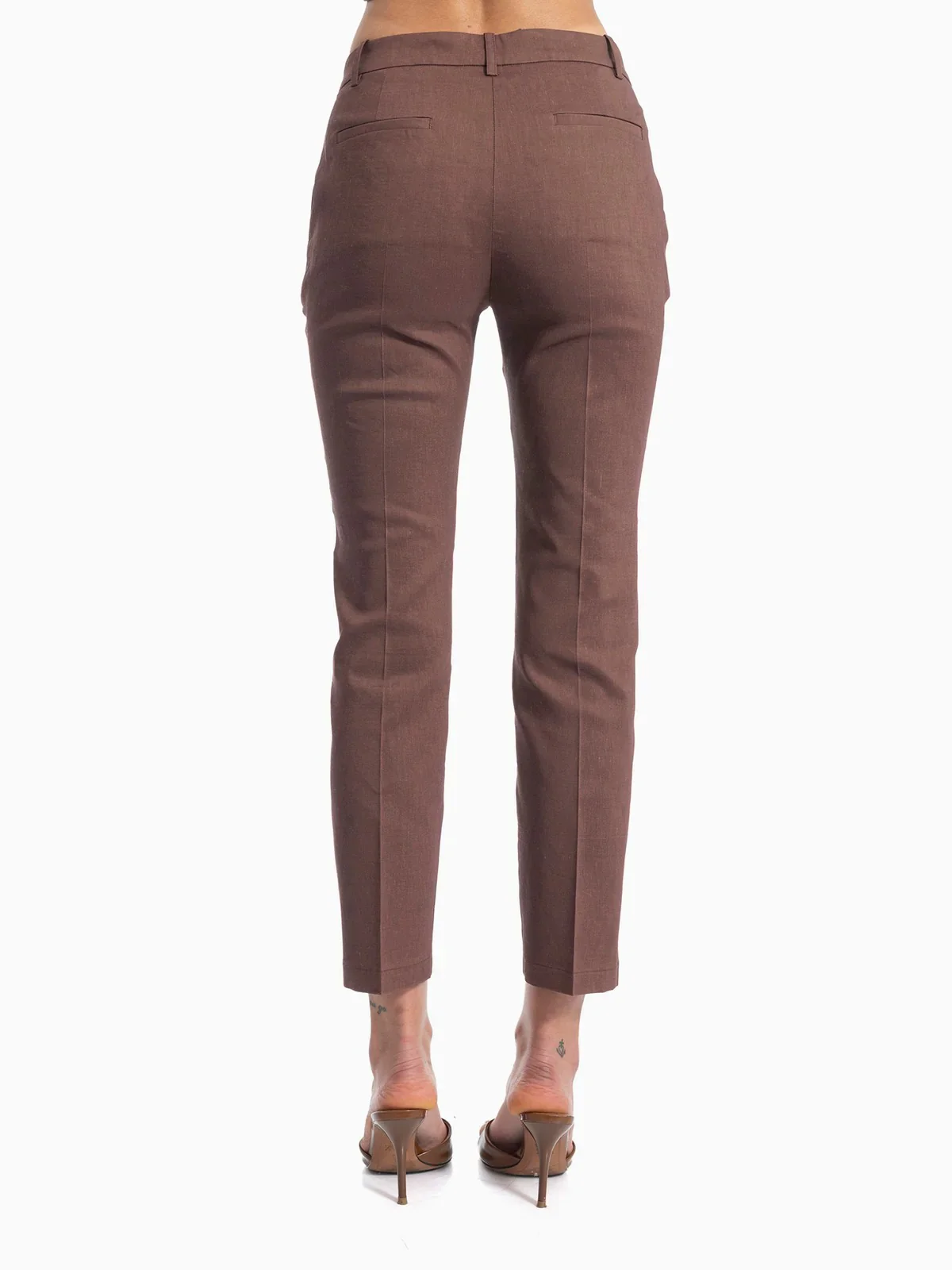 PINKO Pantalone Donna BELLO PANTALONE LINO STRETCH 100155-A34I L78 MARRONE TERRA X PIANTE - Image 4
