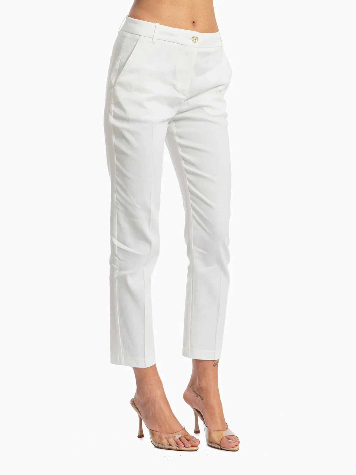 PINKO Pantalone Donna BELLO PANTALONE LINO STRETCH 100155-A34I Z05 BIANCO-BIANCANEVE - Image 3