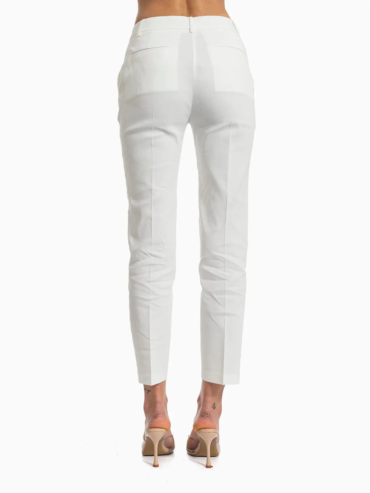 PINKO Pantalone Donna BELLO PANTALONE LINO STRETCH 100155-A34I Z05 BIANCO-BIANCANEVE - Image 4