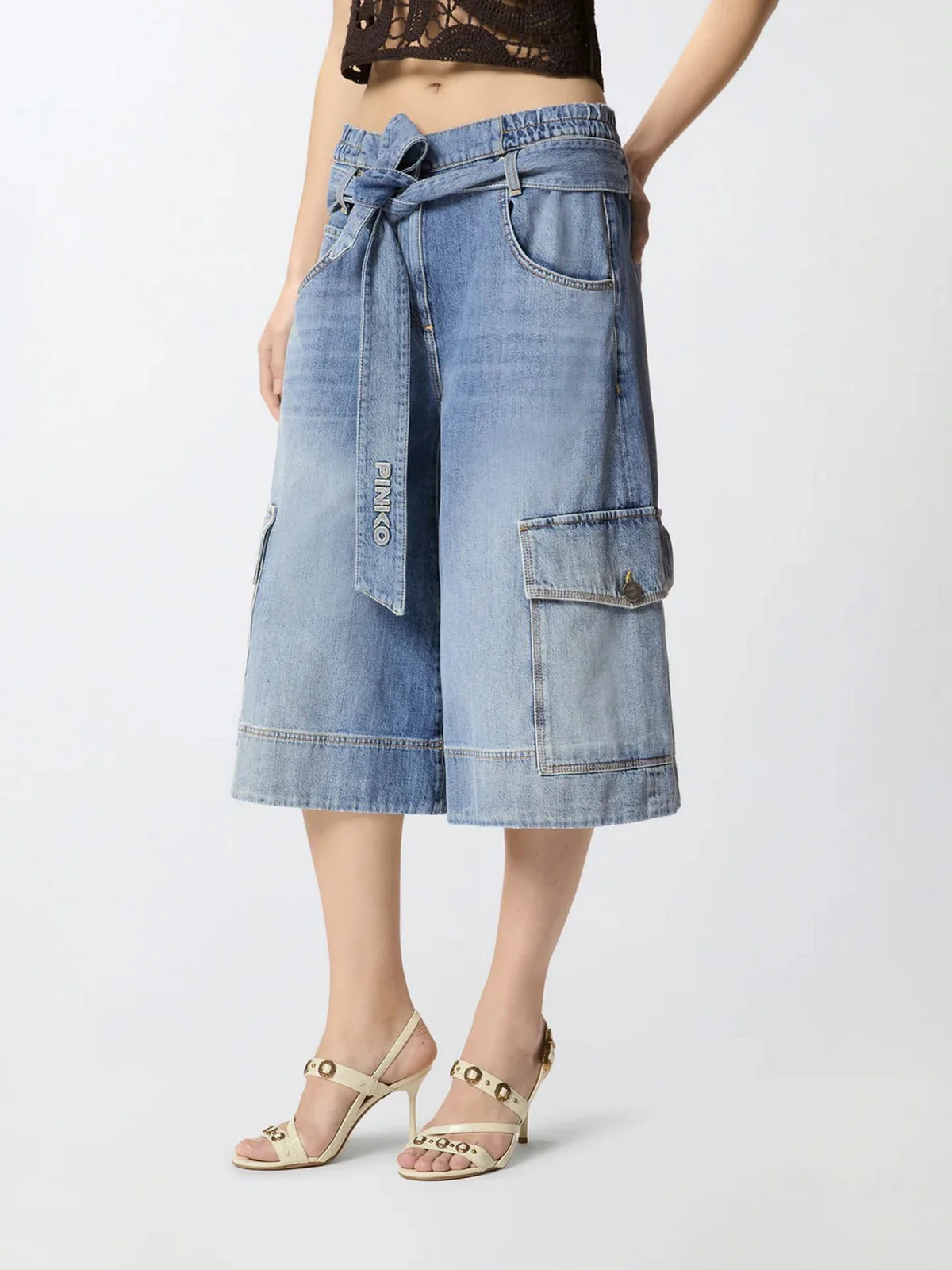 PINKO Pantalone Donna BLONDE BERMUDA 106269-A323 PJO LAVAGGIO MEDIO CHIARO - Image 5