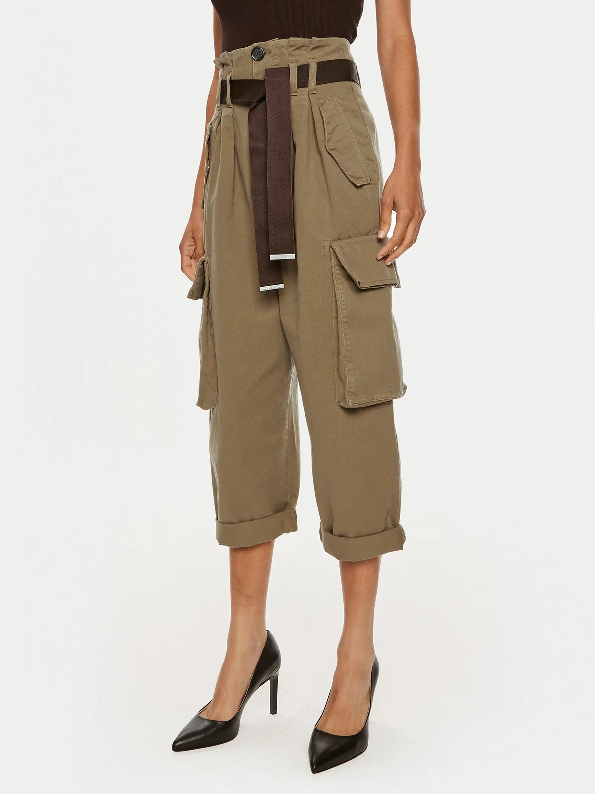 PINKO Pantalone Donna Ronfare Pantalone Dyed Gabardi 101840-A21C L06 Marrone - Image 5