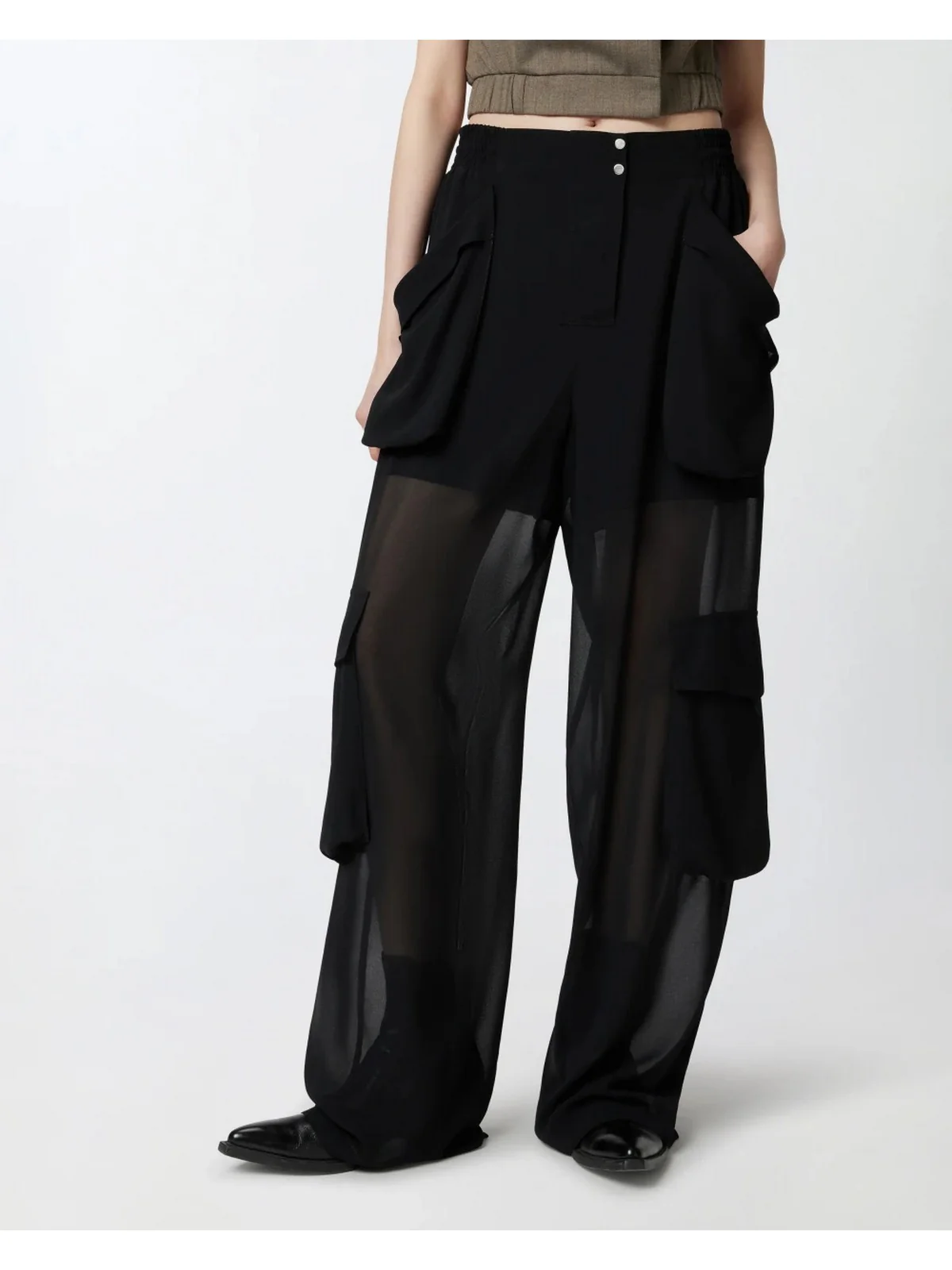 PINKO Pantalone Donna SOTTOCASA PANTALONE GEORGETTE 104751-A21F Z99 Nero - Image 4