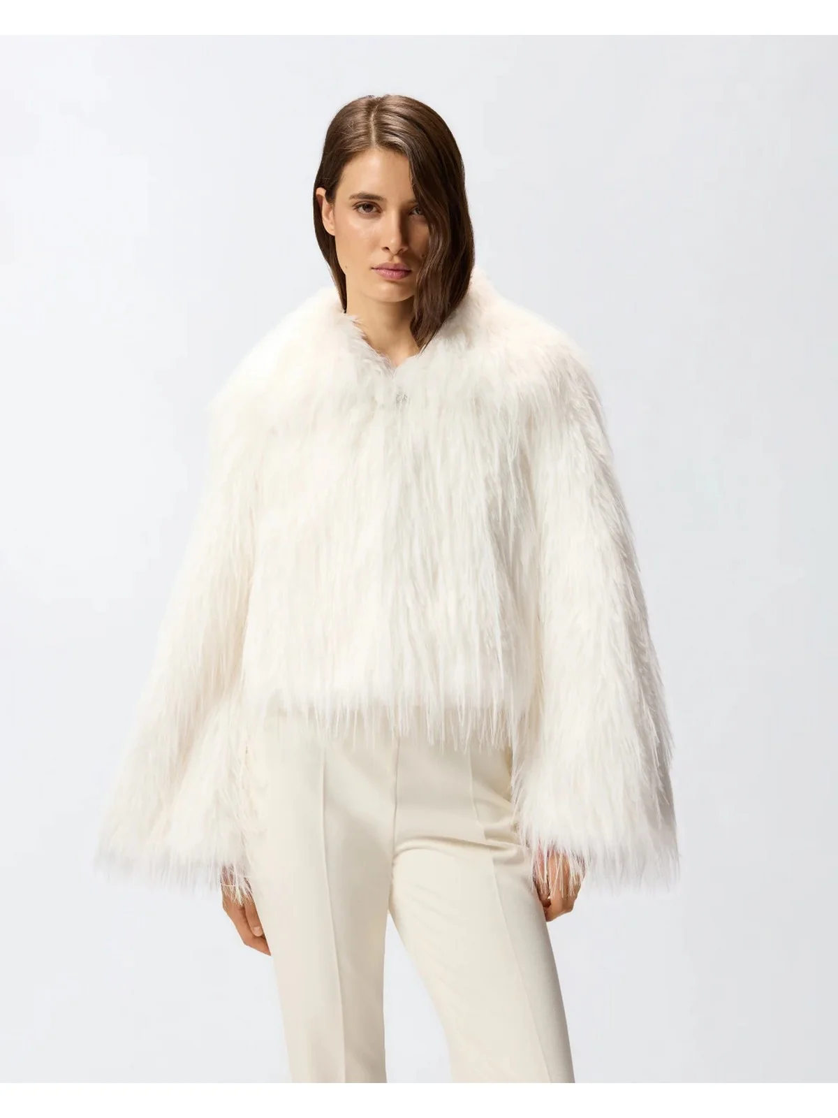 PINKO Pelliccia Donna AMPARO CABAN 106045-A2ZO Z14 BIANCO SETA - Image 3