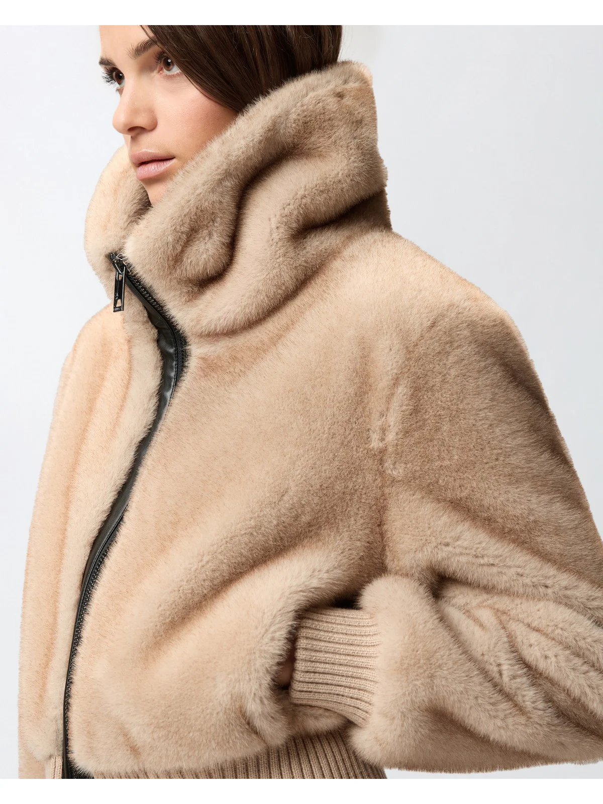PINKO Pelliccia Donna BAGELS BOMBER 105399-A2PI C60 BEIGE-CHIARO DI LUNA - Image 3