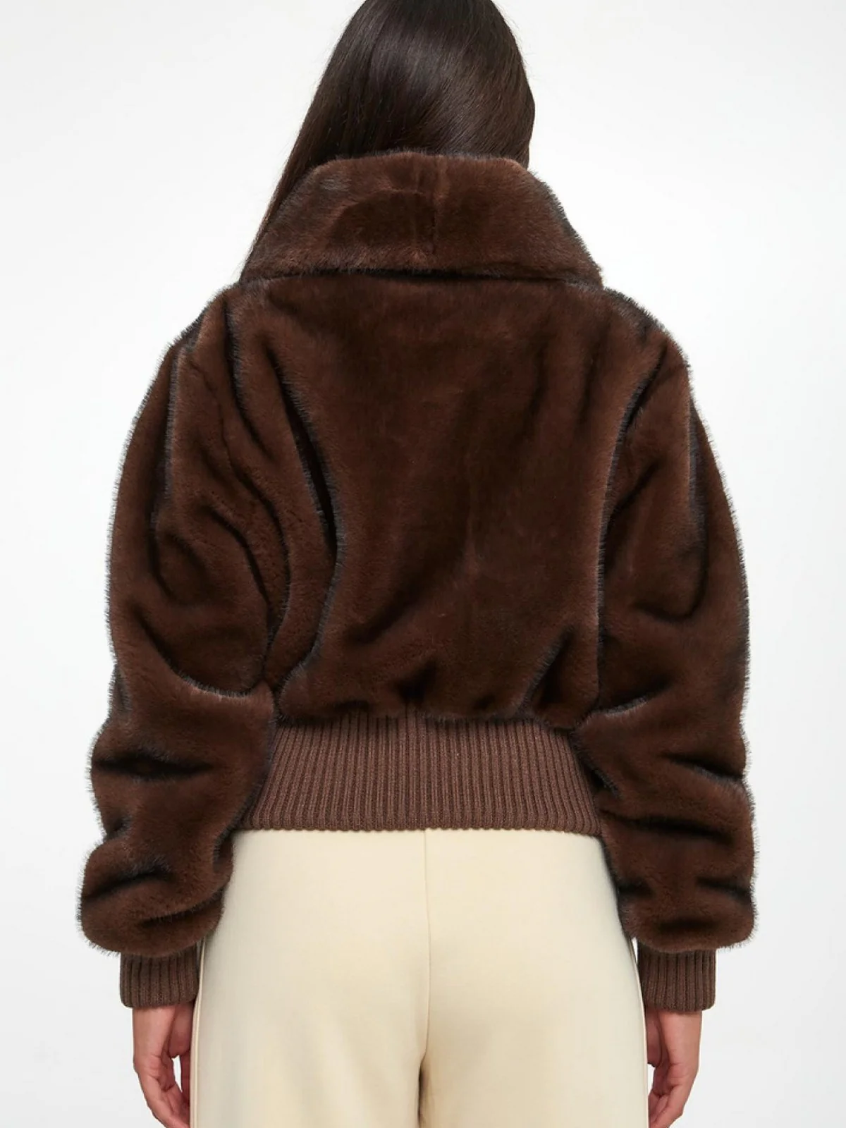 PINKO Pelliccia Donna BAGELS BOMBER 105399-A2PI D49 MARRONE - Image 7