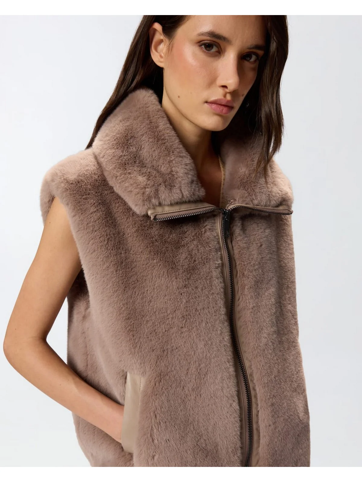PINKO Pelliccia Donna DEYN GILET 105107-A2WN D01 BEIGE-BISCOTTO ZENZ. - Image 4