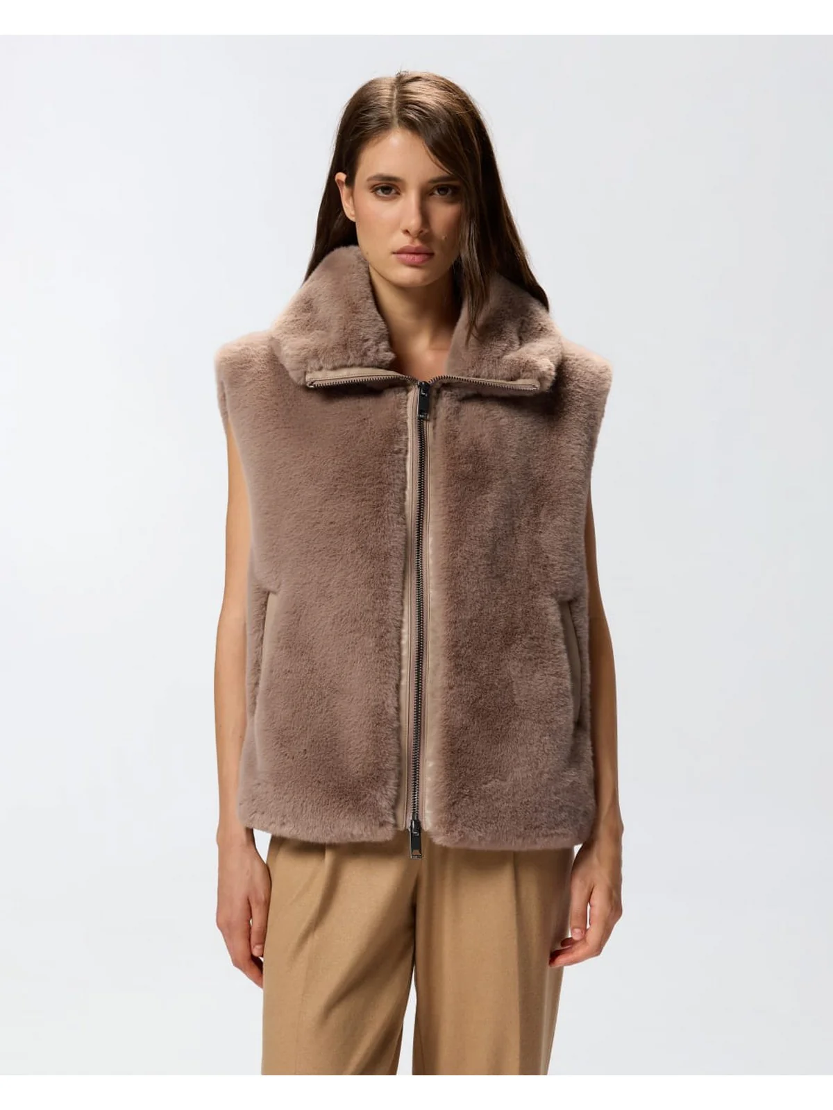 PINKO Pelliccia Donna DEYN GILET 105107-A2WN D01 BEIGE-BISCOTTO ZENZ. - Image 5