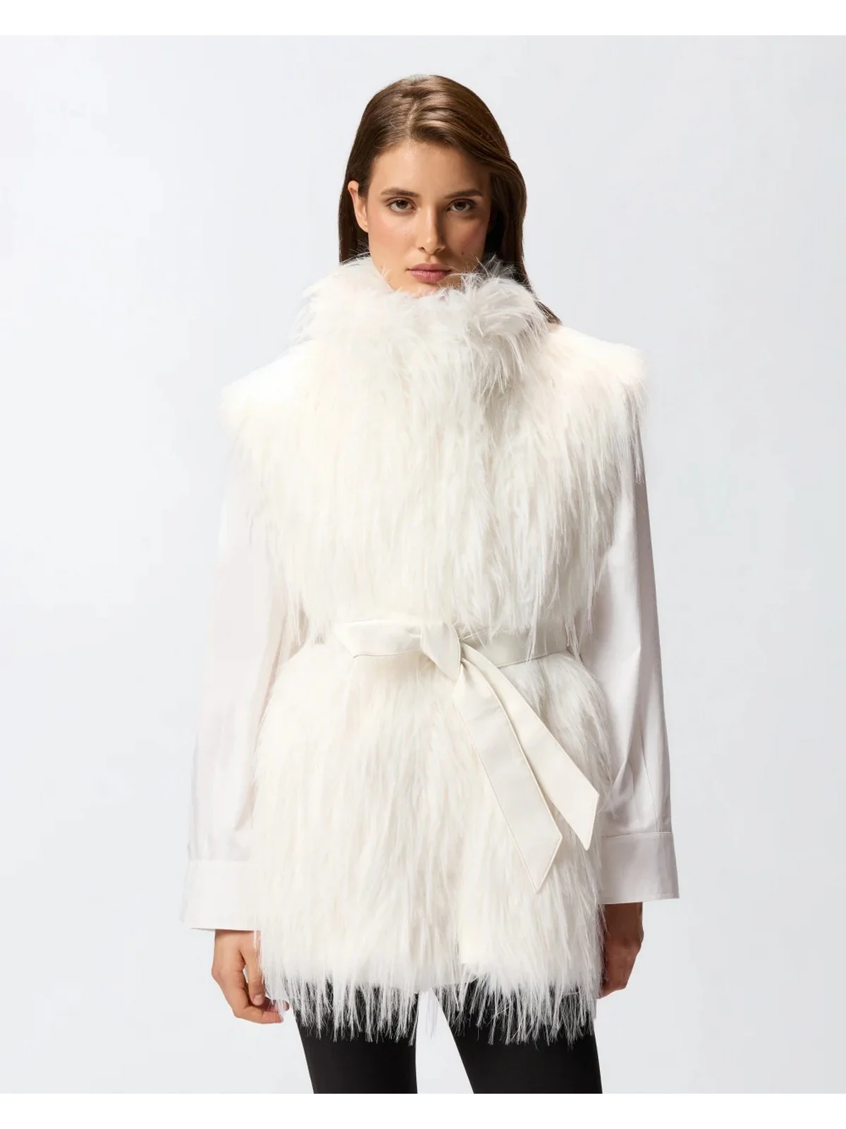 PINKO Pelliccia Donna NEVA GILET 106044-A2ZO Z14 BIANCO SETA - Image 3