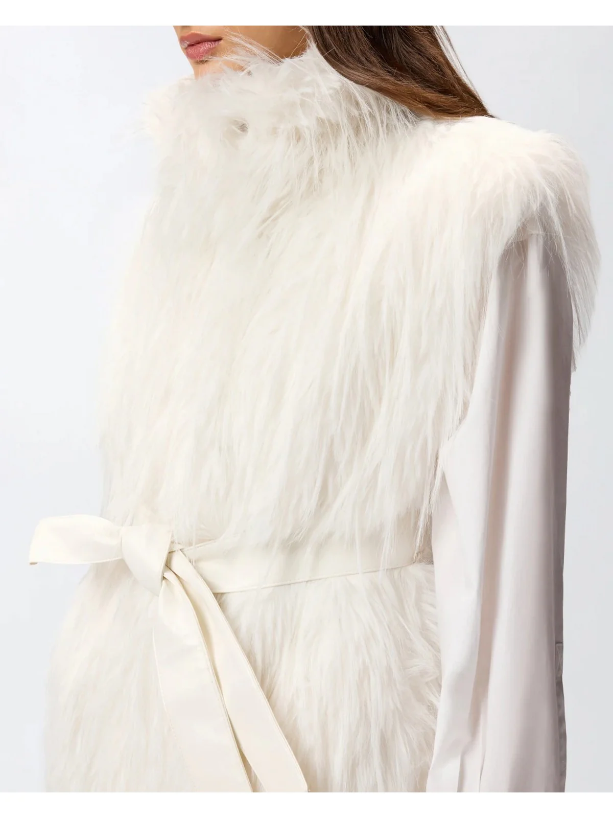 PINKO Pelliccia Donna NEVA GILET 106044-A2ZO Z14 BIANCO SETA - Image 5