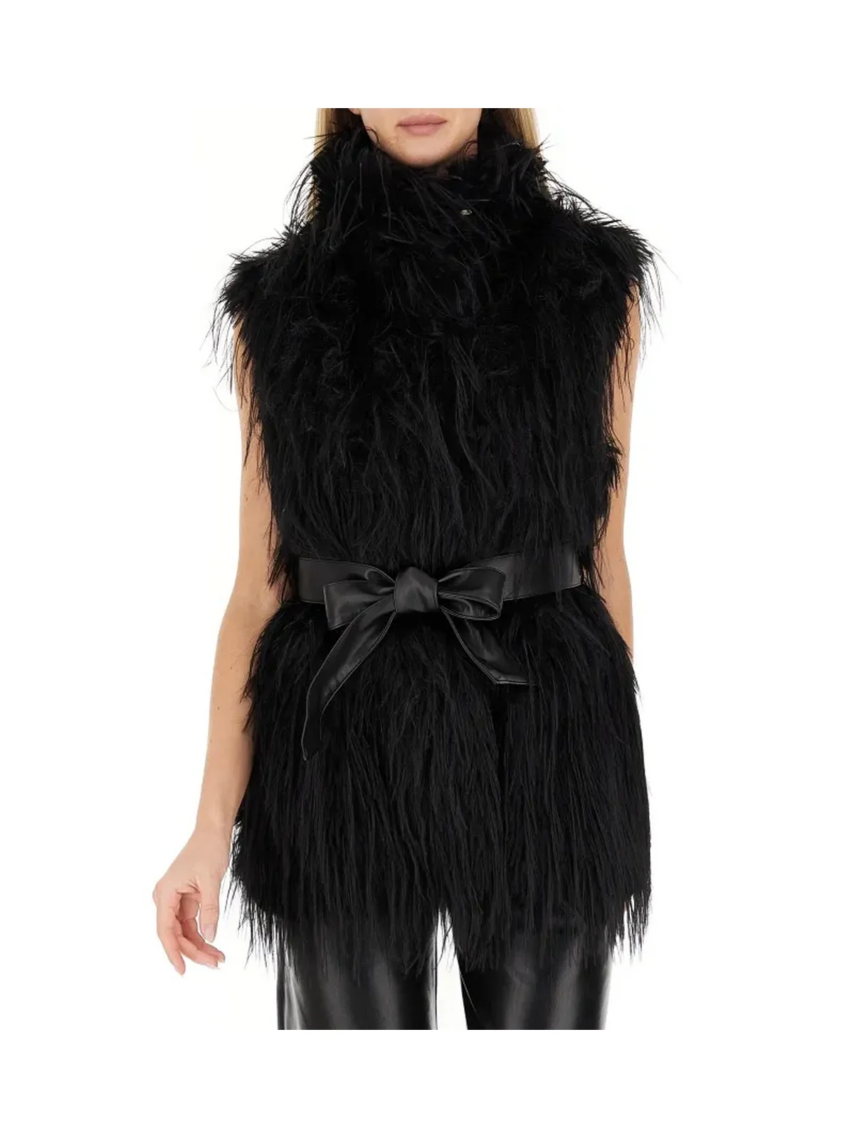 PINKO Pelliccia Donna NEVA GILET 106044-A2ZO Z99 NERO LIMOUSINE - Image 2