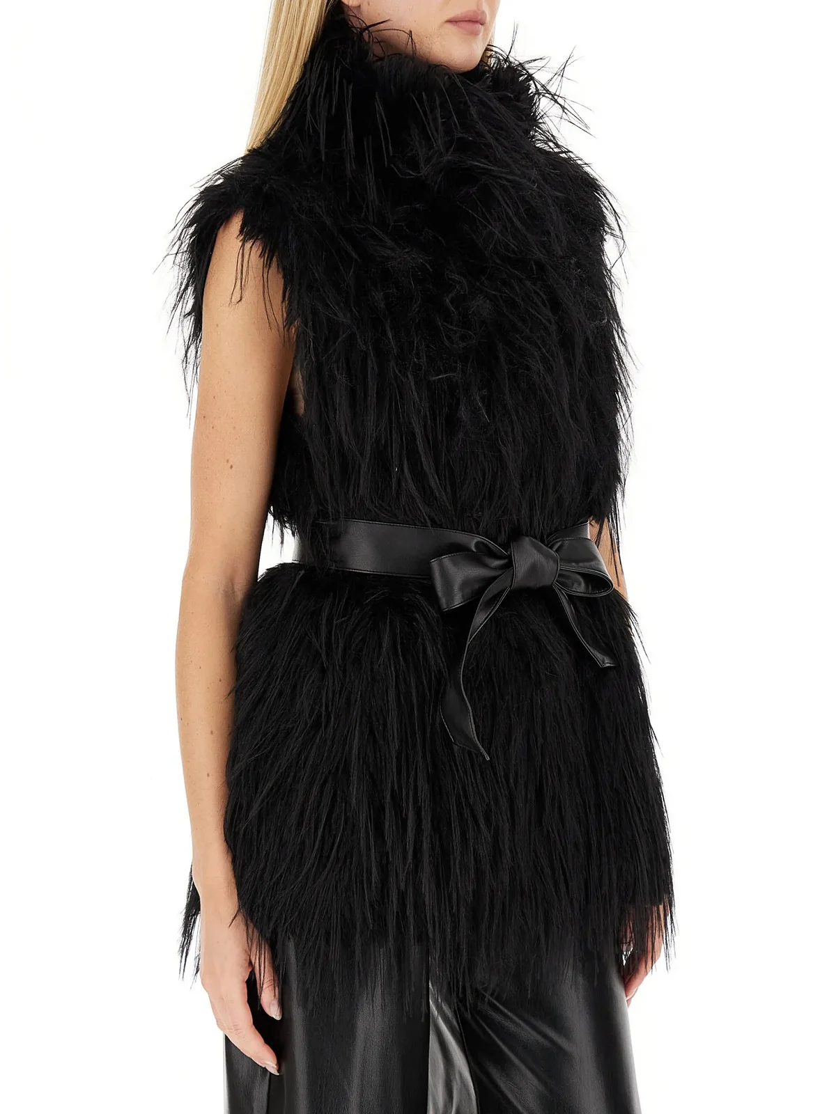 PINKO Pelliccia Donna NEVA GILET 106044-A2ZO Z99 NERO LIMOUSINE - Image 3
