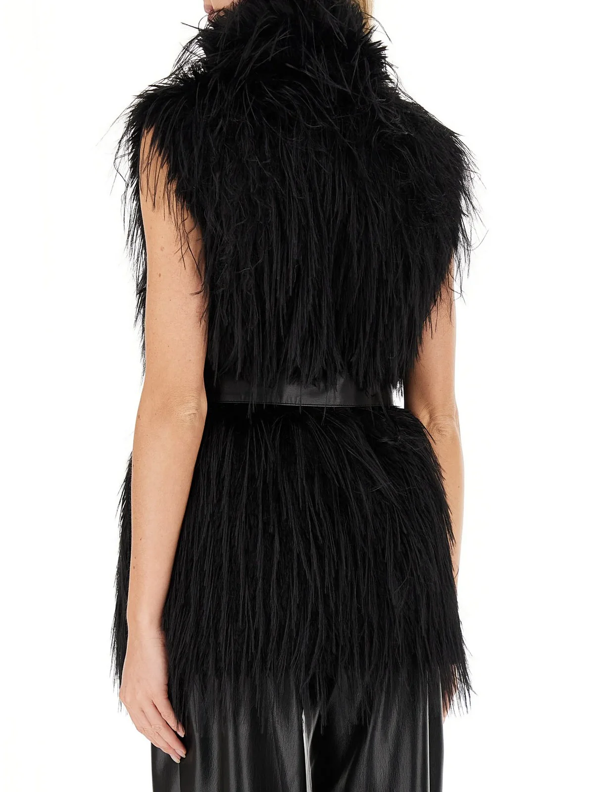 PINKO Pelliccia Donna NEVA GILET 106044-A2ZO Z99 NERO LIMOUSINE - Image 4