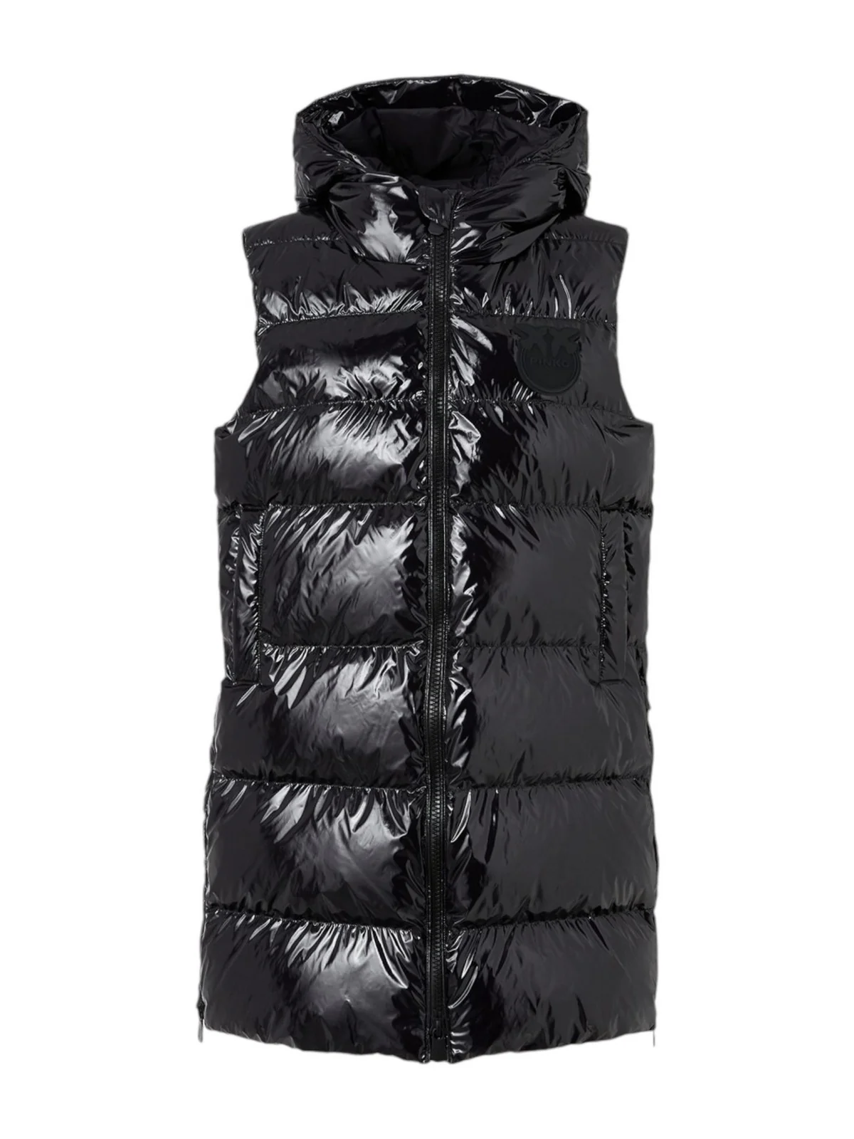PINKO Piumino Donna Graffetta Gilet Crystal Nylon 103825-A11K Z99 Nero - Image 3