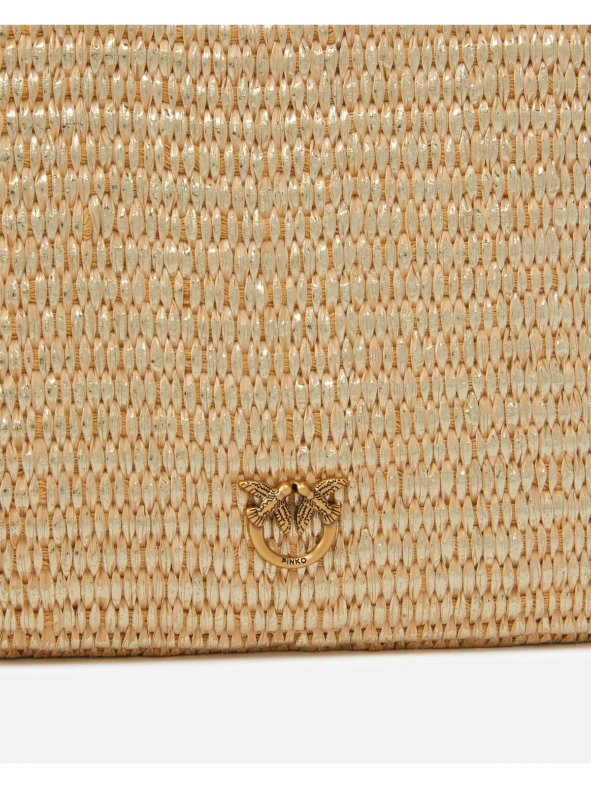 PINKO Pochette Donna FLAT HORIZONTAL MINI RAFIA 104277-A2CE ZZLQ BEIGE - Image 4