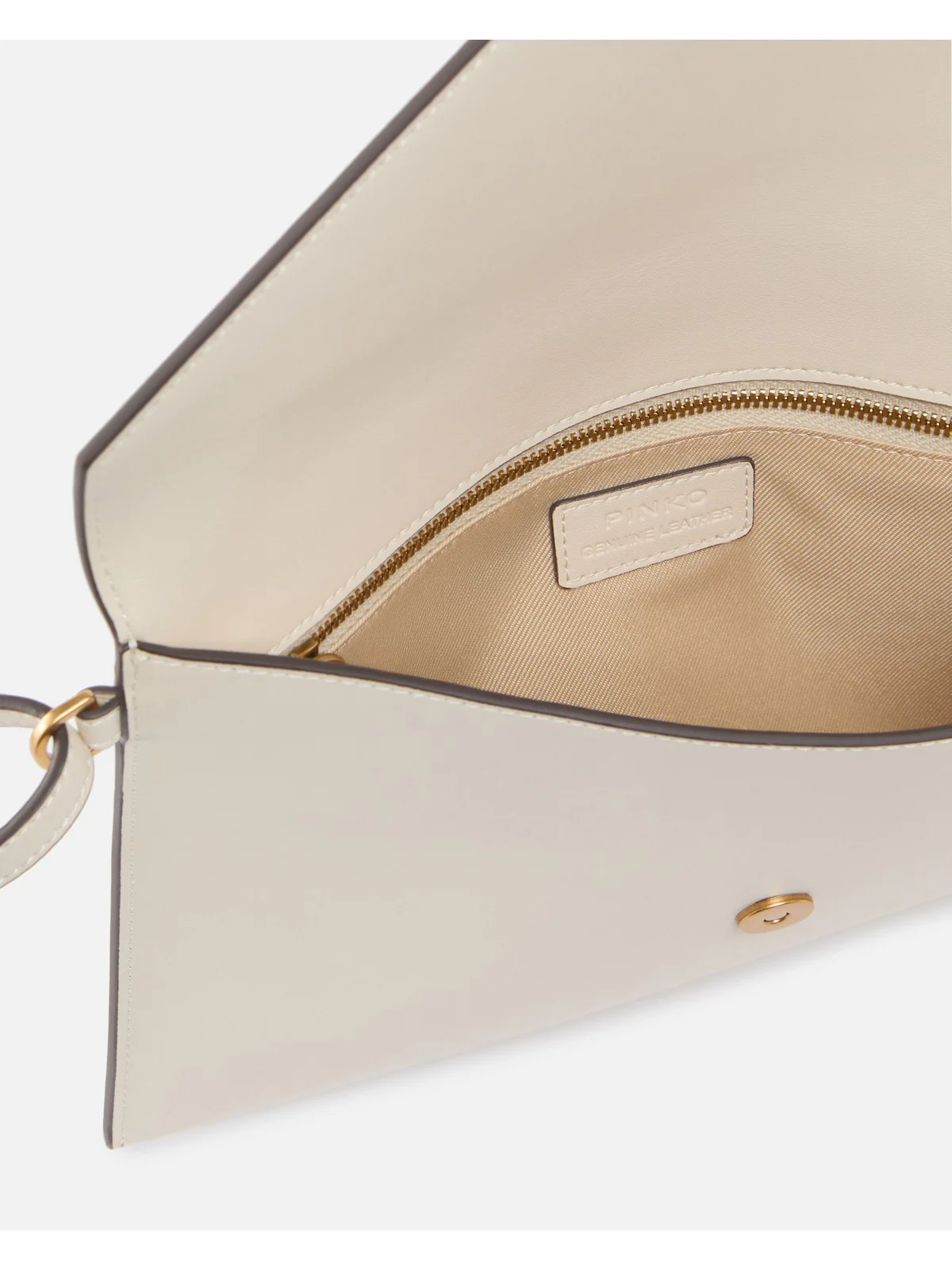 PINKO Pochette Donna FLAT PURSE HANDLE 104820-A0F1 Z14Q BIANCO SETA-ANTIQUE GOLD - Image 3