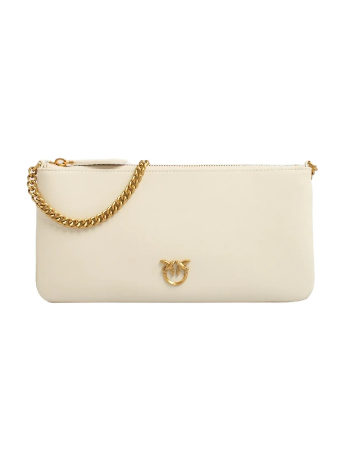 PINKO Pochette Donna Horizzontal flat 102747-A0F1 Z14Q BIANCO SETA-ANTIQUE GOLD