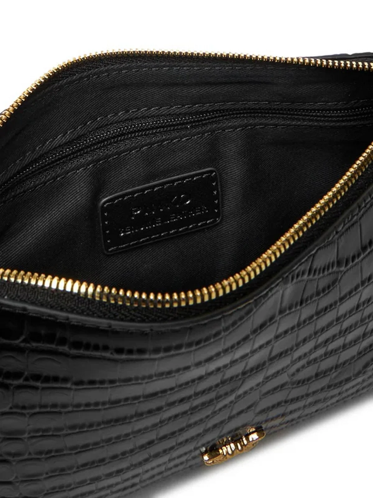 PINKO Portafoglio Donna FLAT HORIZONTAL MINI 104277-A2OH Z99V NERO LIMOUSINE - MATT GOLD - Image 5