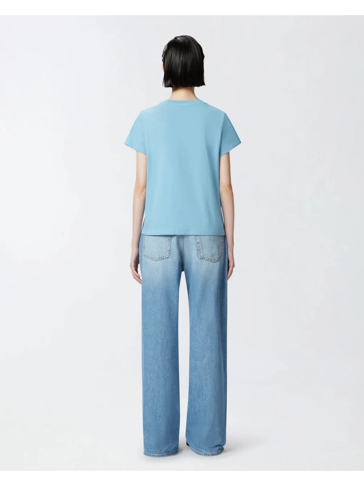 PINKO T-shirt Donna BASICO T-SHIRT JERSEY OLD WASH 100373-A228 E63 Blu - Image 4