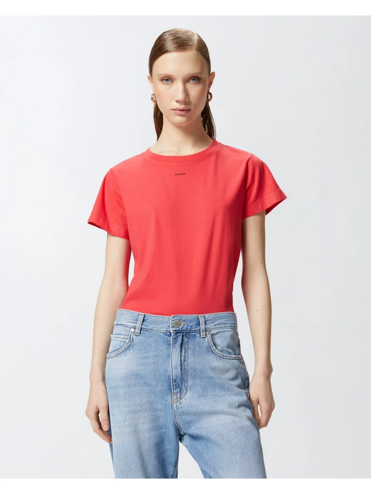 PINKO T-shirt Donna BASICO T-SHIRT JERSEY OLD WASH 100373-A228 O57 Rosso - Image 5