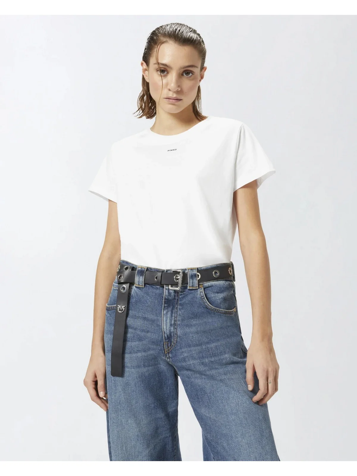PINKO T-shirt Donna BASICO T-SHIRT JERSEY OLD WASH 100373-A228 Z04 Bianco - Image 2