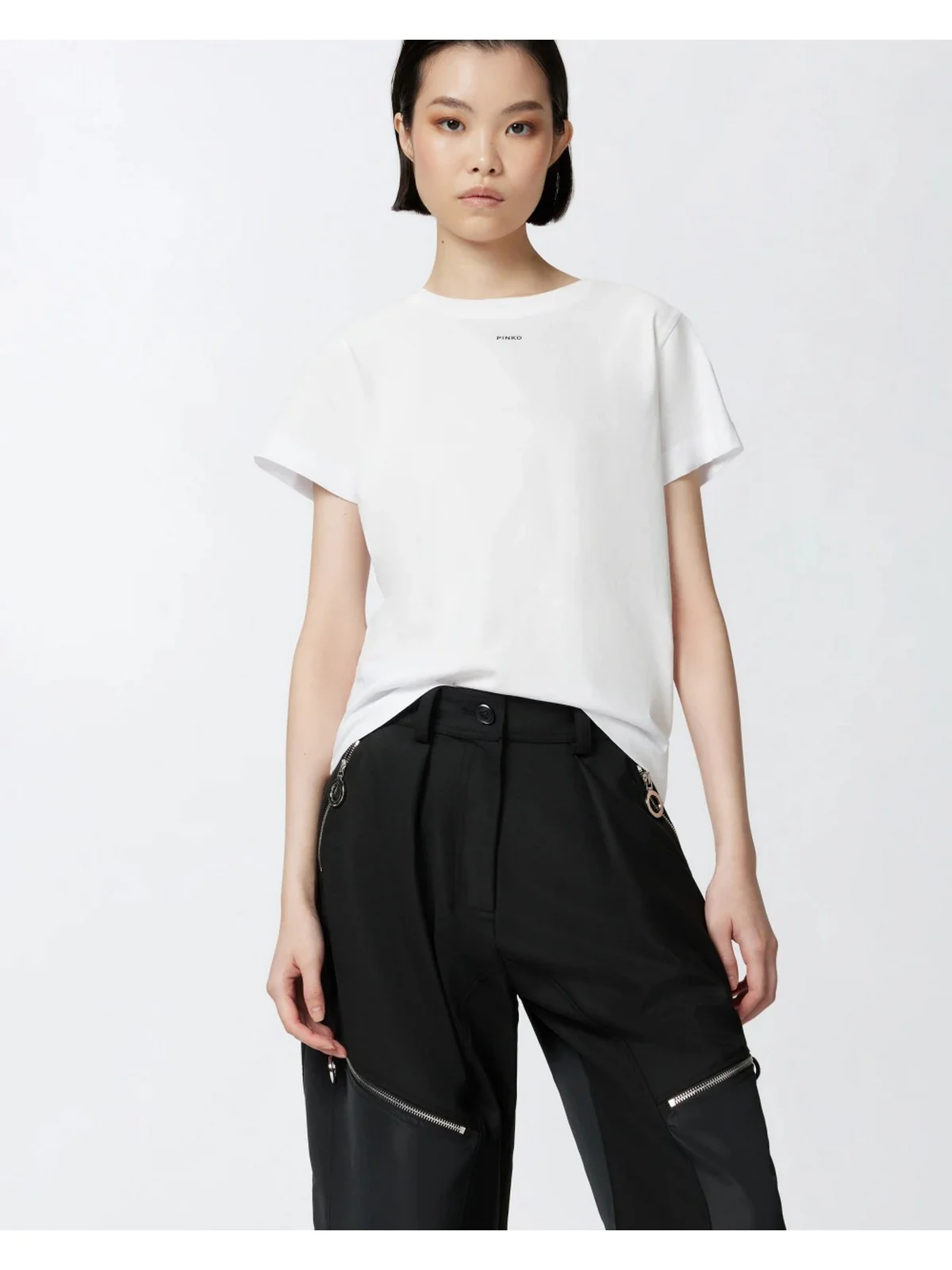 PINKO T-shirt Donna BASICO T-SHIRT JERSEY OLD WASH 100373-A228 Z04 Bianco - Image 4