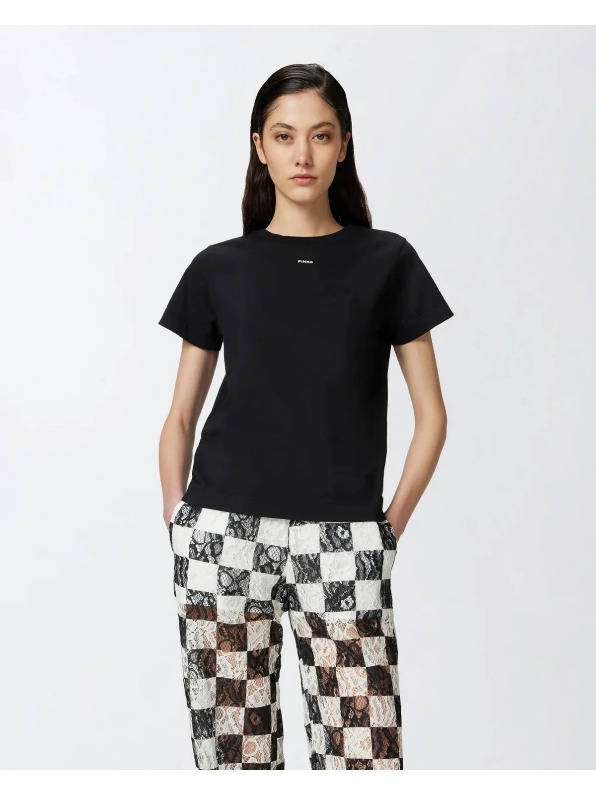 PINKO T-shirt Donna BASICO T-SHIRT JERSEY OLD WASH 100373-A228 Z99 Nero - Image 3