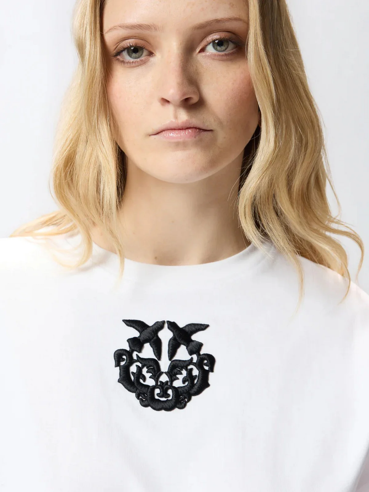 PINKO T-shirt Donna BORGHETTO T-SHIRT JERSEY LOGO 106814-A3AM Z04 BIANCO BRILL. - Image 3