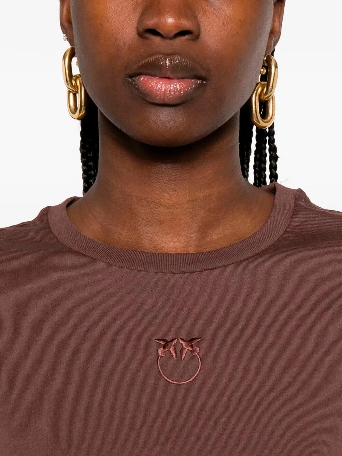 PINKO T-shirt Donna BUSSOLOTTO T-SHIRT 100355-A339 L78 MARRONE TERRA X PIANTE - Image 3