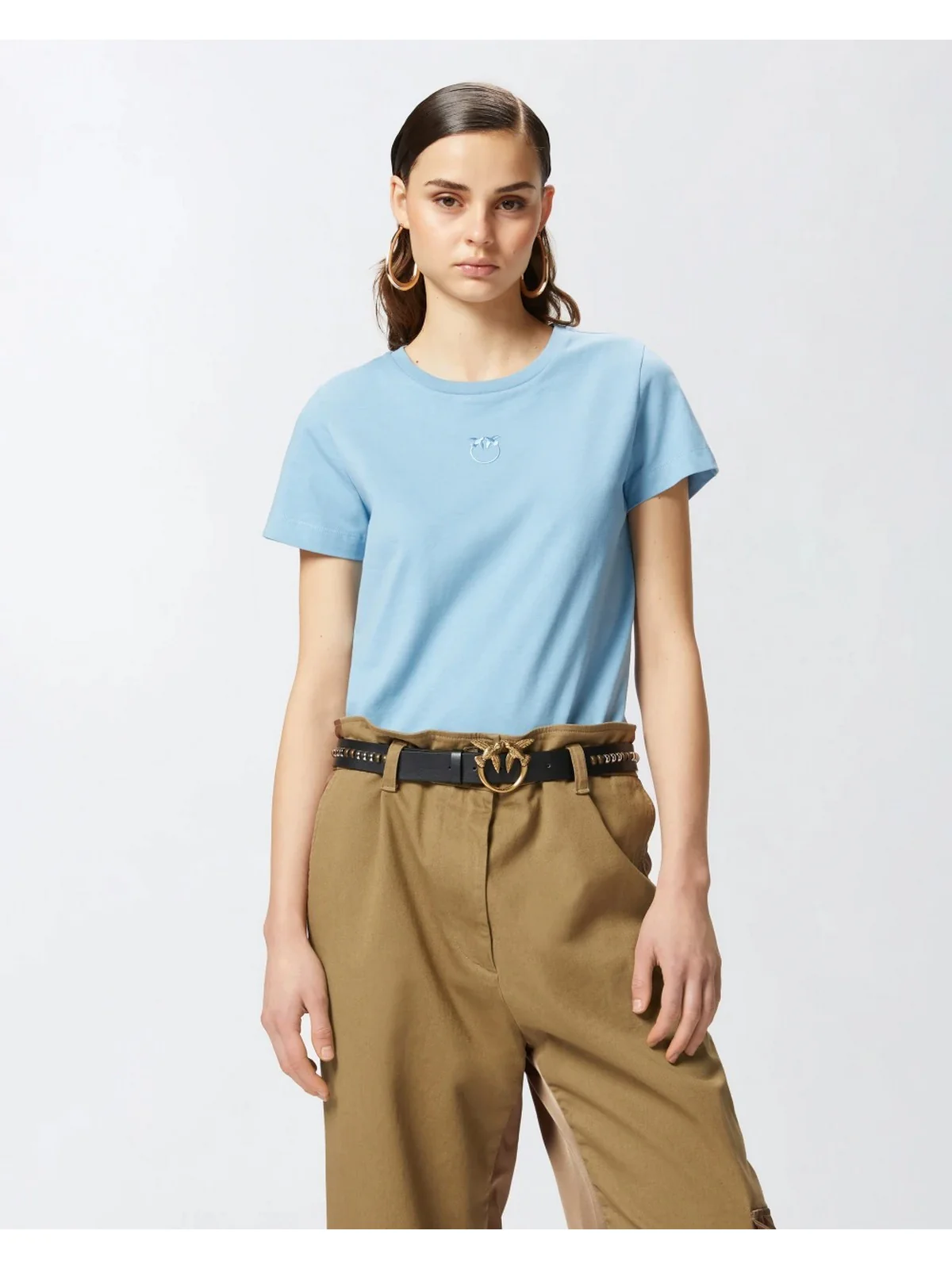 PINKO T-shirt Donna BUSSOLOTTO T-SHIRT JERSEY LOGO 100355-A2HN E63 Blu - Image 3