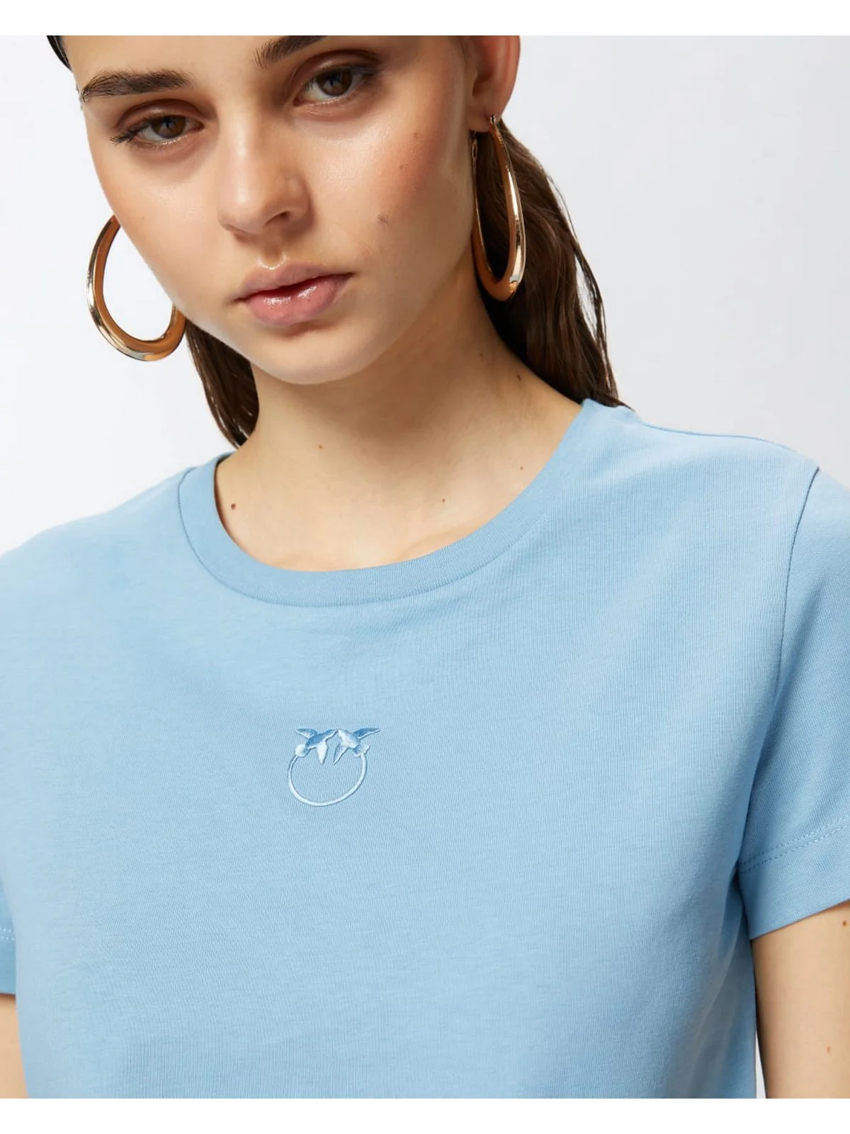 PINKO T-shirt Donna BUSSOLOTTO T-SHIRT JERSEY LOGO 100355-A2HN E63 Blu - Image 4