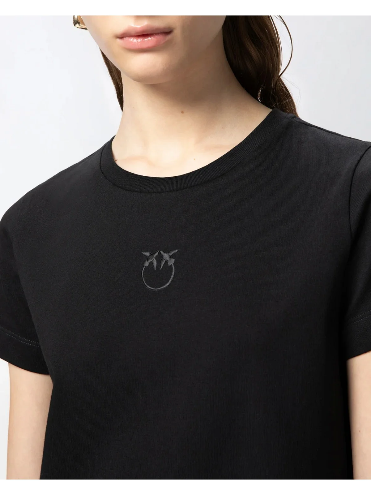 PINKO T-shirt Donna BUSSOLOTTO T-SHIRT JERSEY LOGO 100355-A2HN Z99 Nero - Image 5