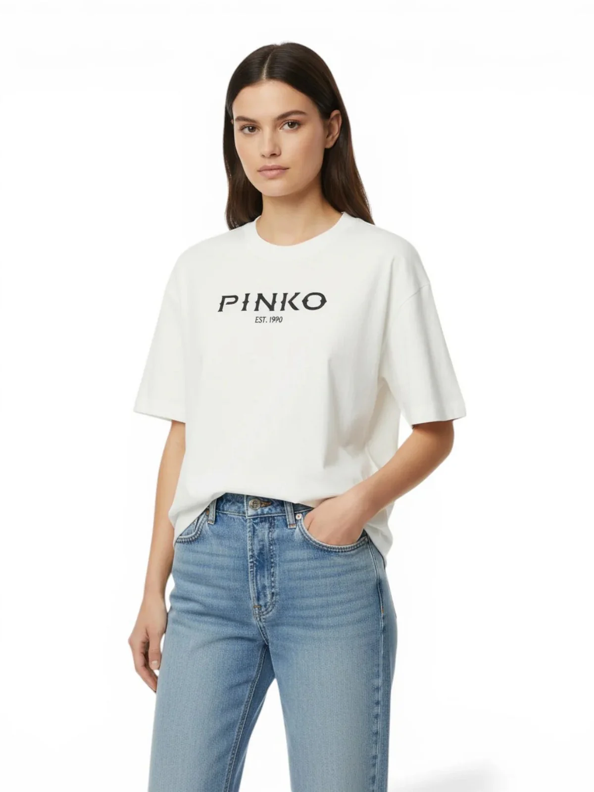 PINKO T-shirt Donna CARMAGNOLA T-SHIRT 106872-A3B3 Z05 BIANCO-BIANCANEVE - Image 3
