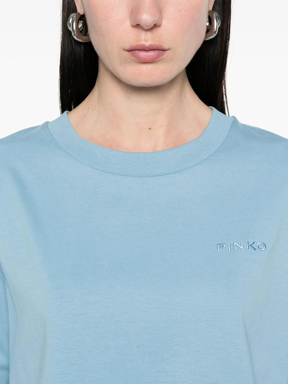 PINKO T-shirt Donna DOUALA T-SHIRT JERSEY LOGO PIN 104882-A2HN E63 Blu - Image 5
