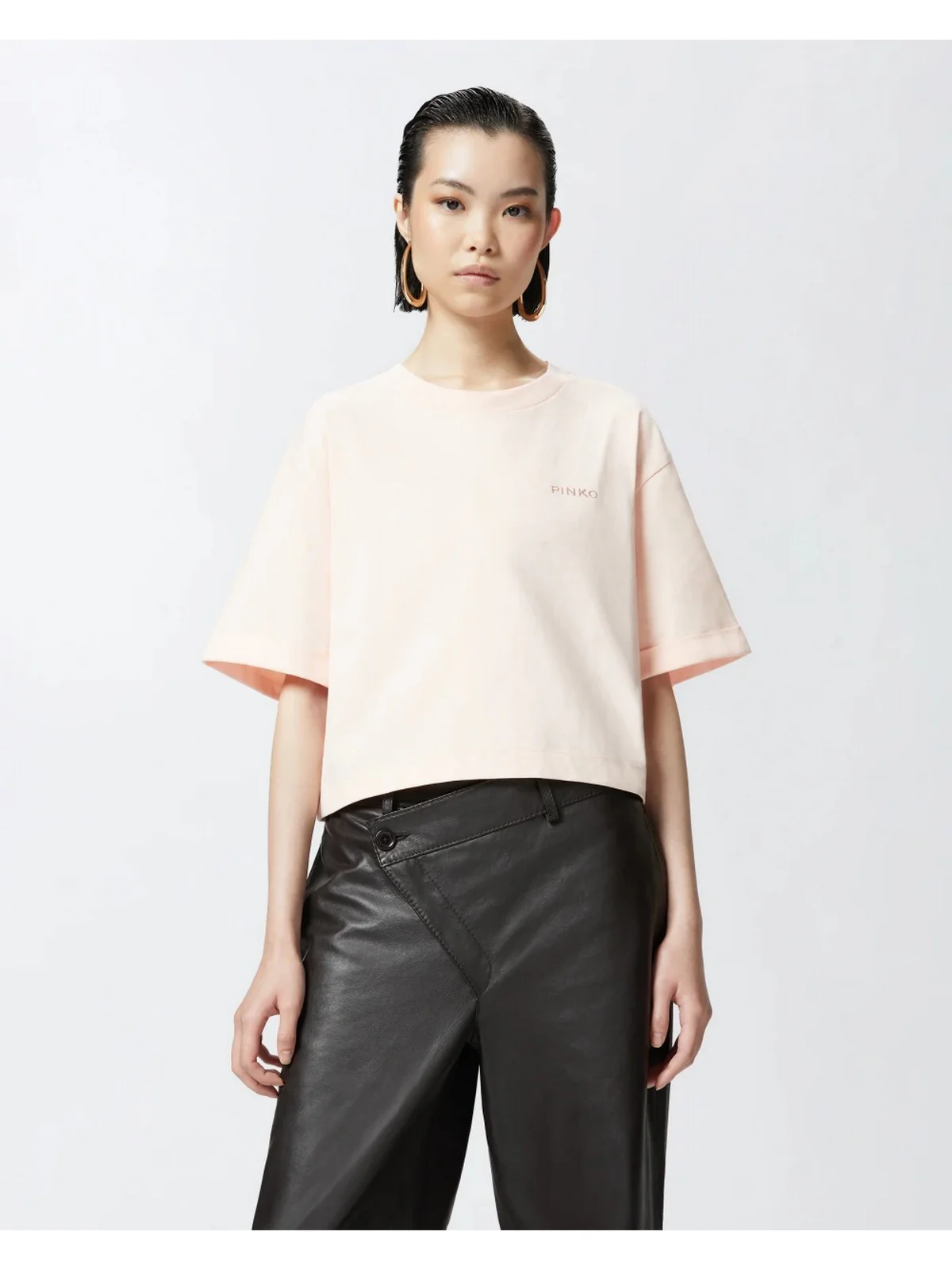 PINKO T-shirt Donna DOUALA T-SHIRT JERSEY LOGO PIN 104882-A2HN N38 Rosa - Image 3