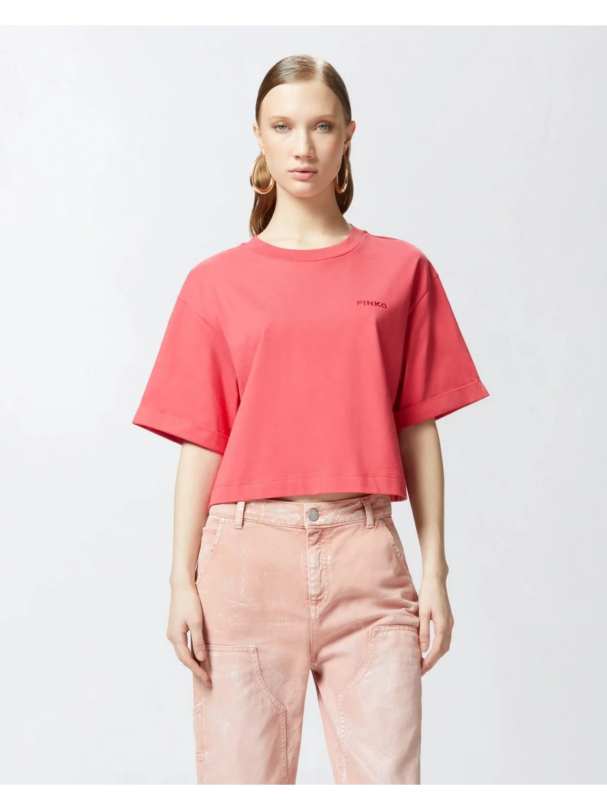 PINKO T-shirt Donna DOUALA T-SHIRT JERSEY LOGO PIN 104882-A2HN O57 Rosso - Image 3