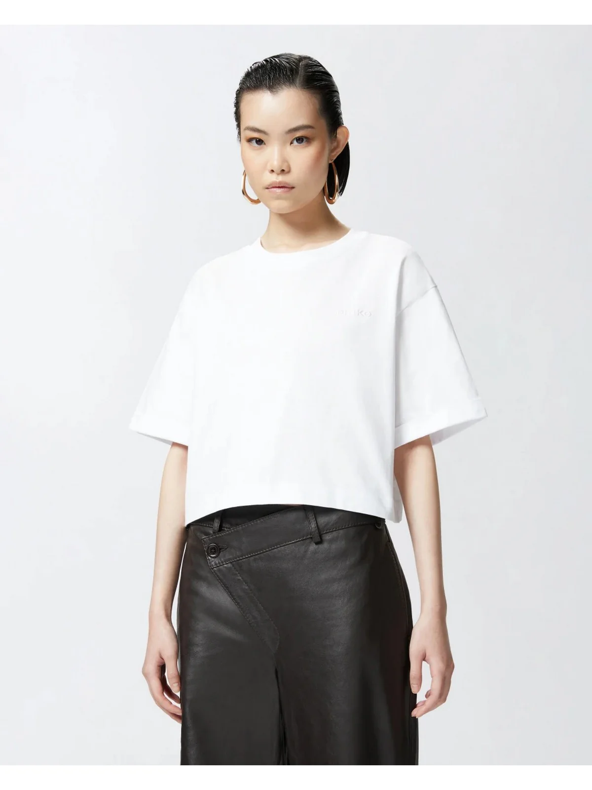 PINKO T-shirt Donna DOUALA T-SHIRT JERSEY LOGO PIN 104882-A2HN Z04 Bianco - Image 3