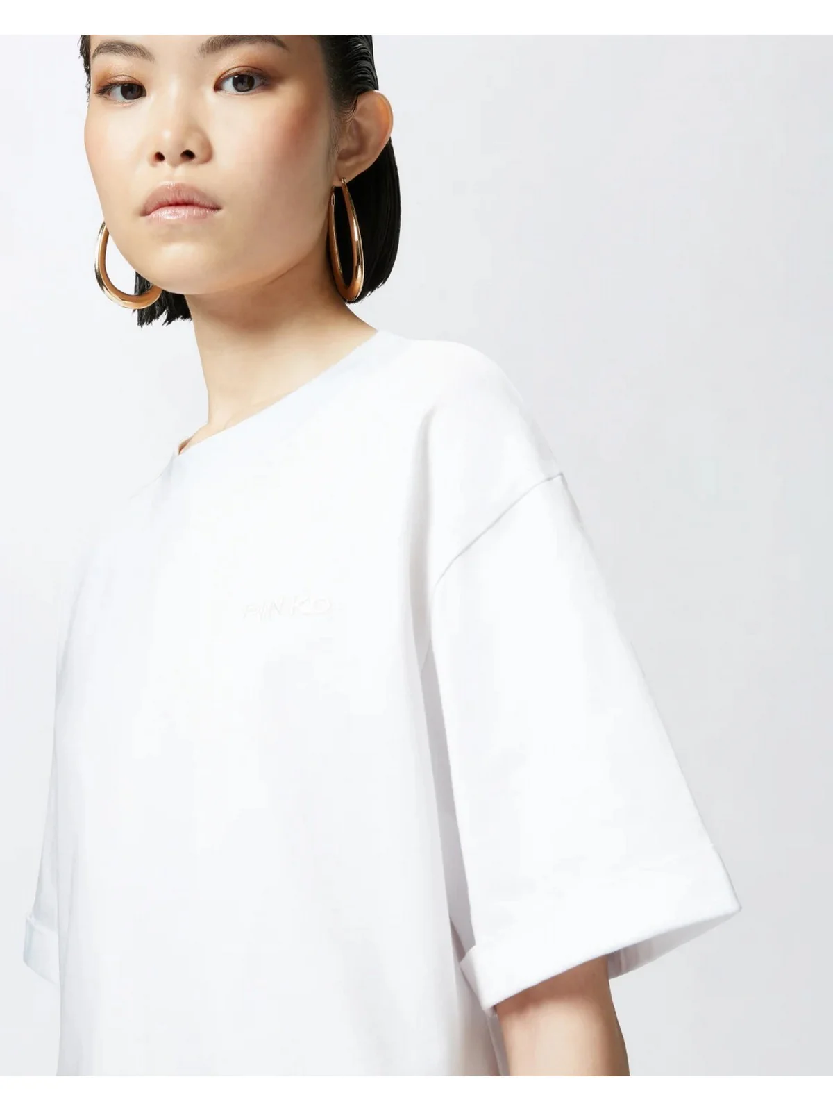 PINKO T-shirt Donna DOUALA T-SHIRT JERSEY LOGO PIN 104882-A2HN Z04 Bianco - Image 5