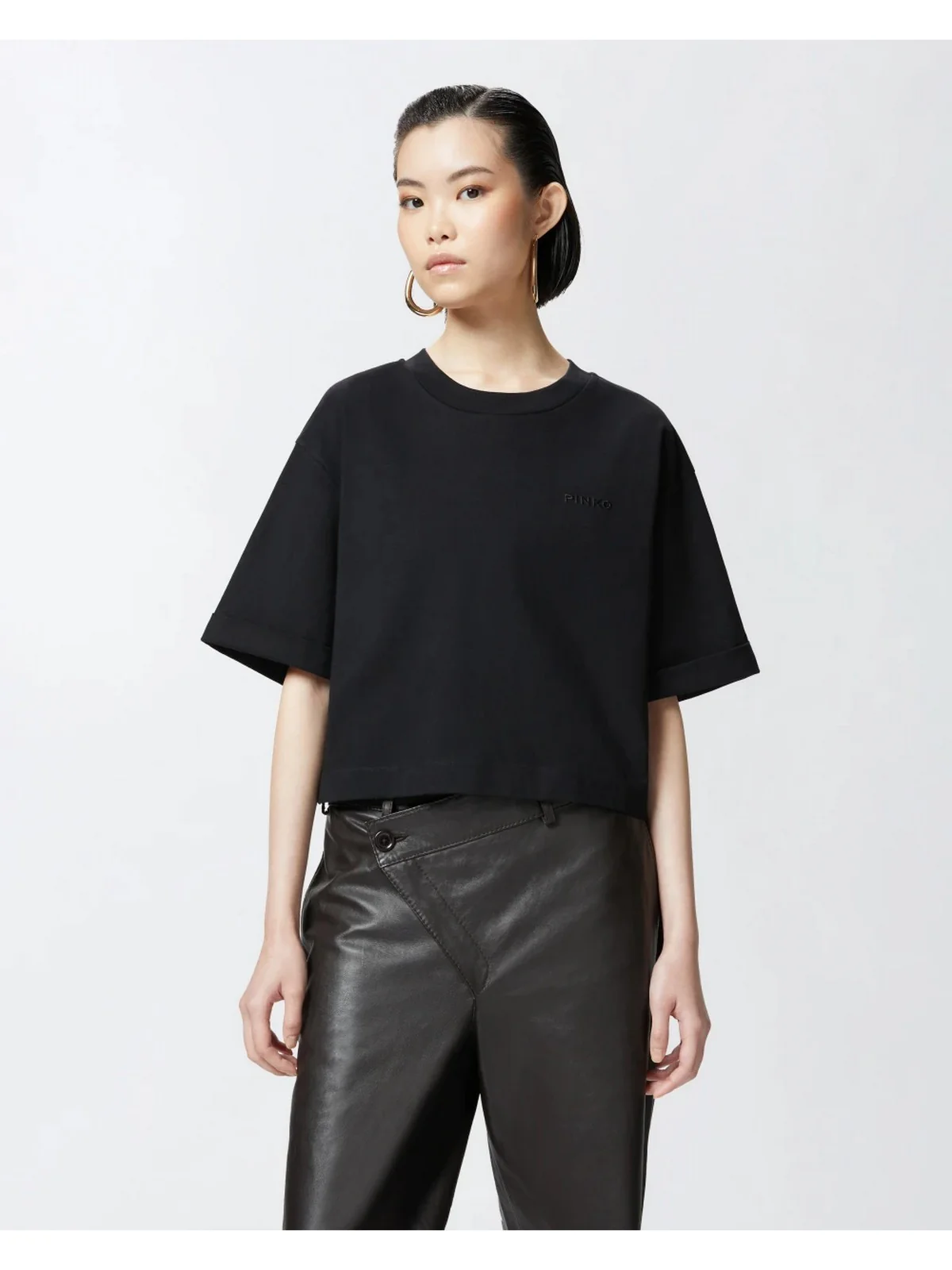 PINKO T-shirt Donna DOUALA T-SHIRT JERSEY LOGO PIN 104882-A2HN Z99 Nero - Image 2