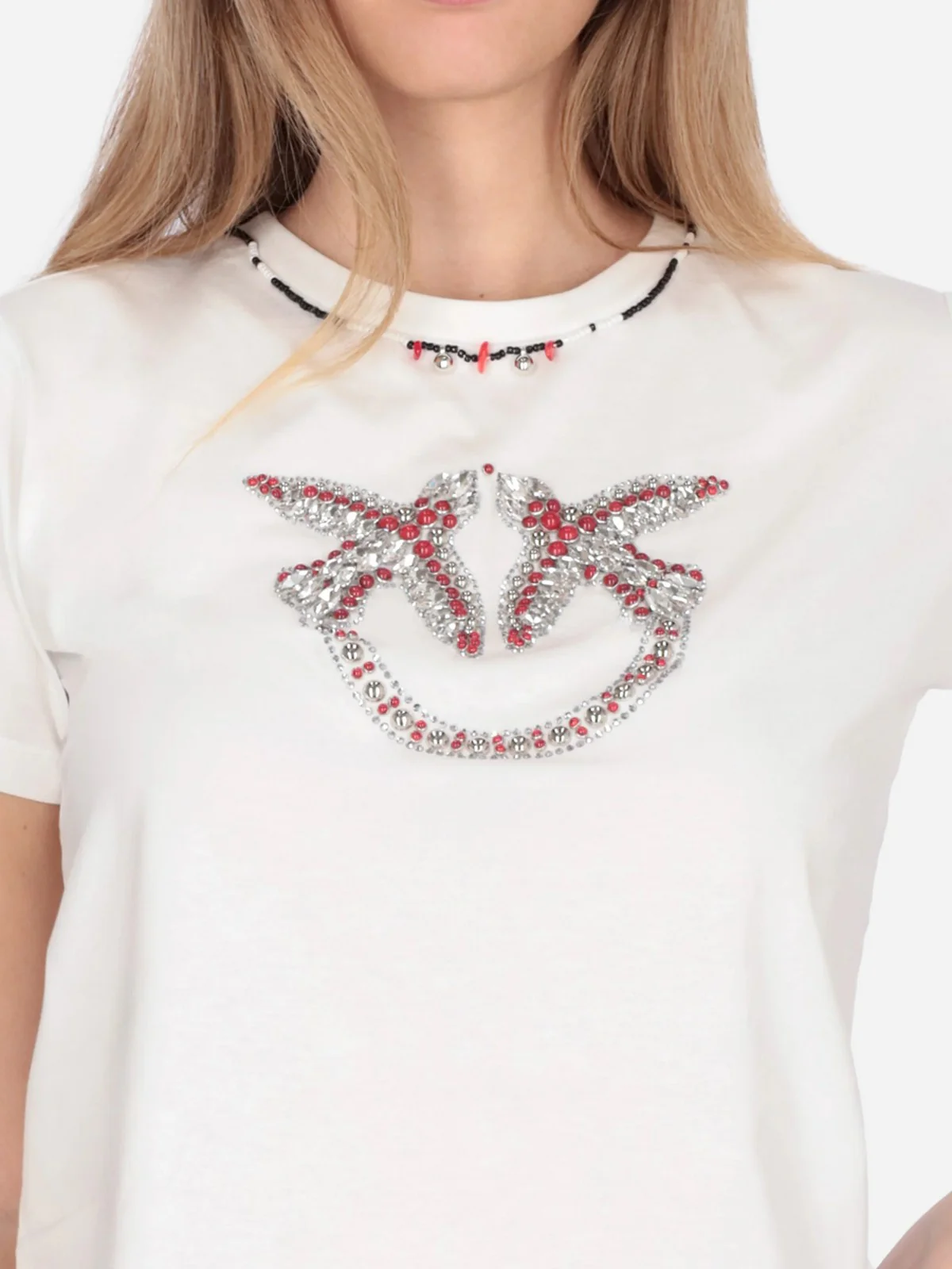 PINKO T-shirt Donna FIDENZA T-SHIRT 107094-A3C7 ZR2 BIANCO/ROSSO - Image 2
