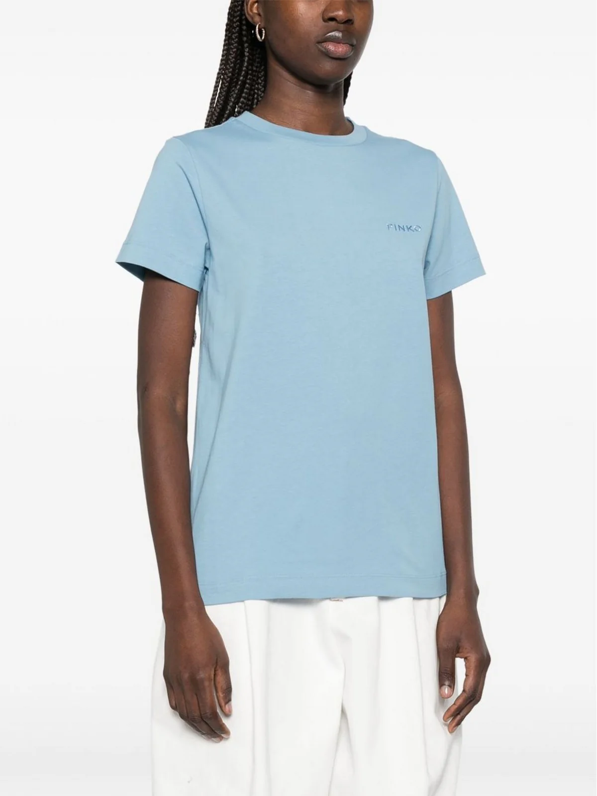 PINKO T-shirt Donna START T-SHIRT JERSEY LOGO PINK 101752-A2HN E63 Blu - Image 2