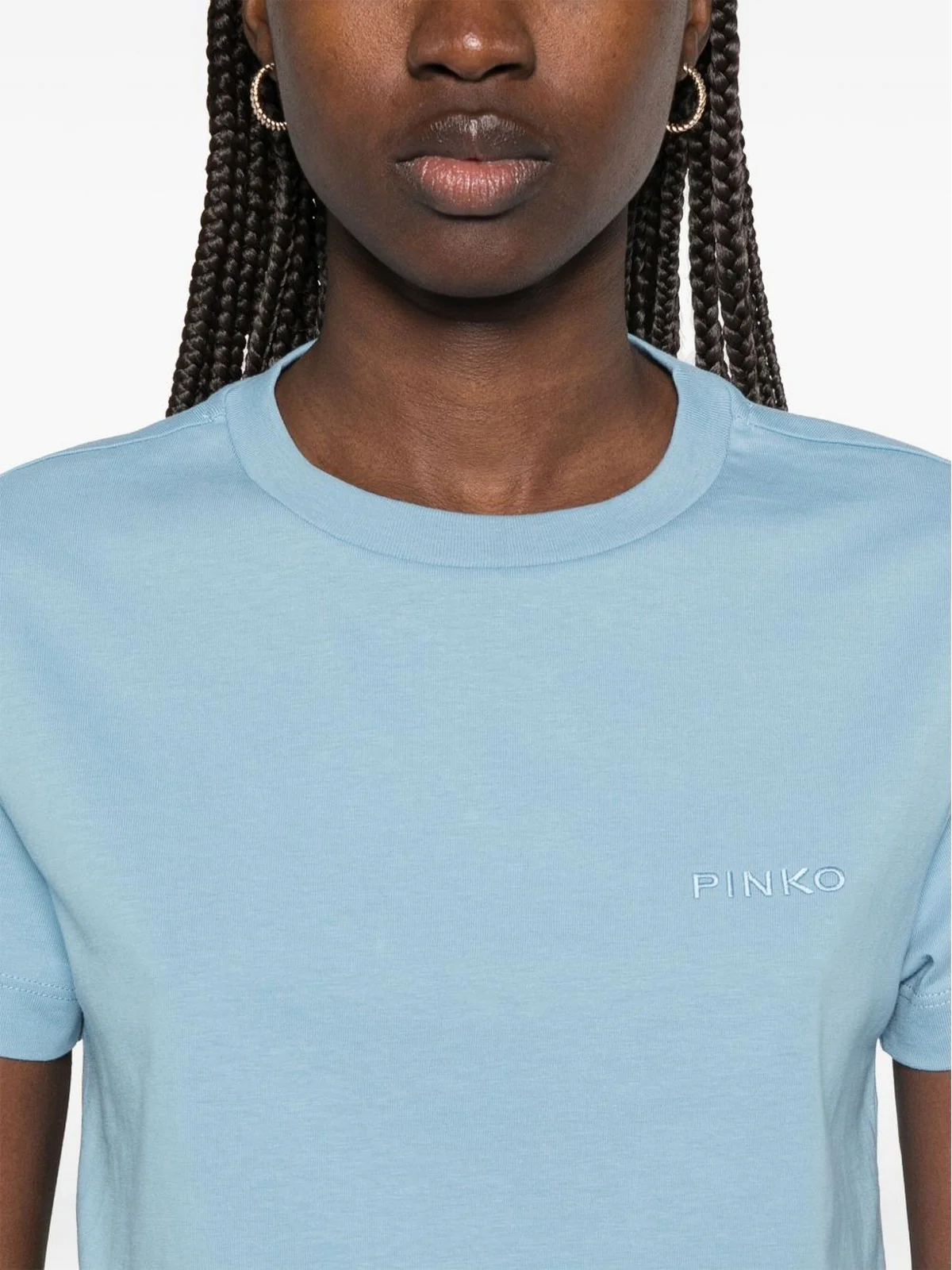 PINKO T-shirt Donna START T-SHIRT JERSEY LOGO PINK 101752-A2HN E63 Blu - Image 4