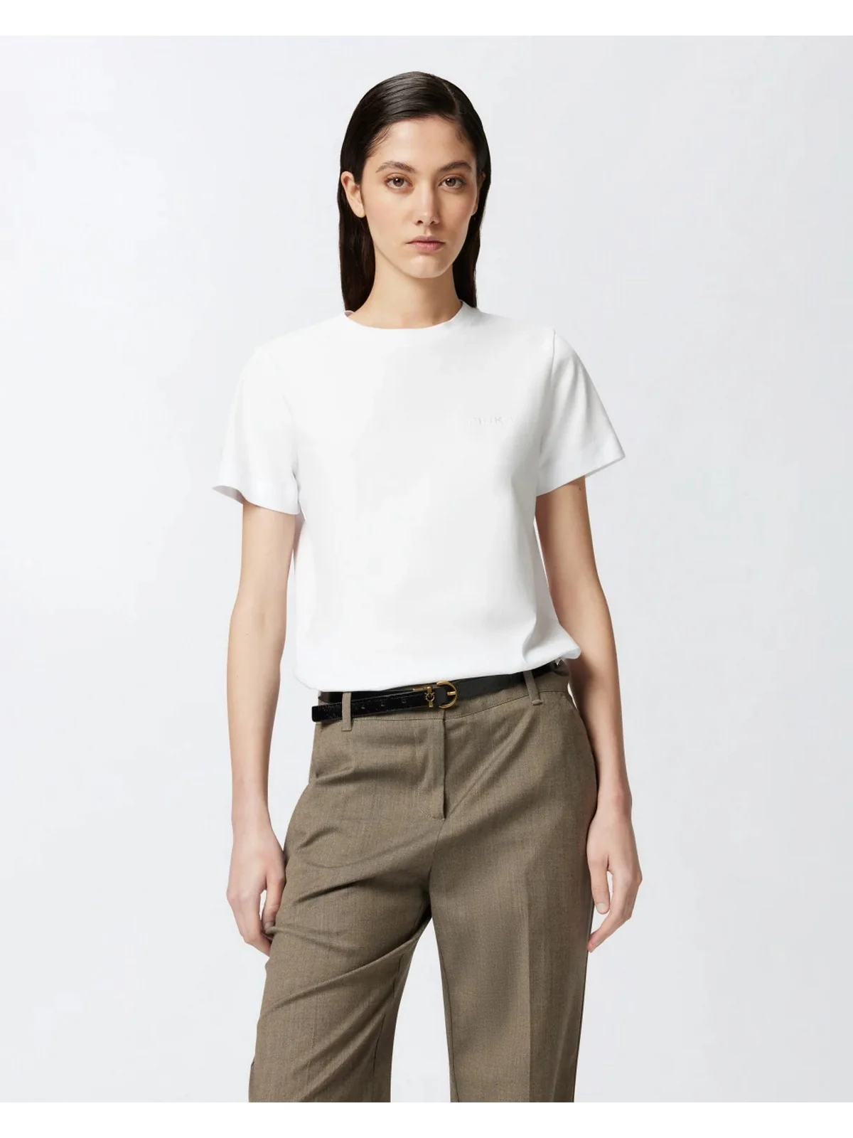 PINKO T-shirt Donna START T-SHIRT JERSEY LOGO PINK 101752-A2HN Z04 Bianco - Image 3