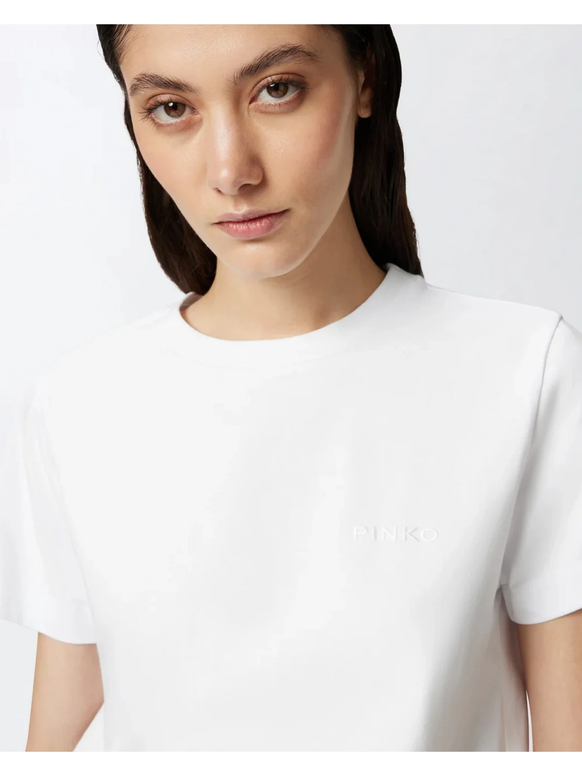 PINKO T-shirt Donna START T-SHIRT JERSEY LOGO PINK 101752-A2HN Z04 Bianco - Image 4